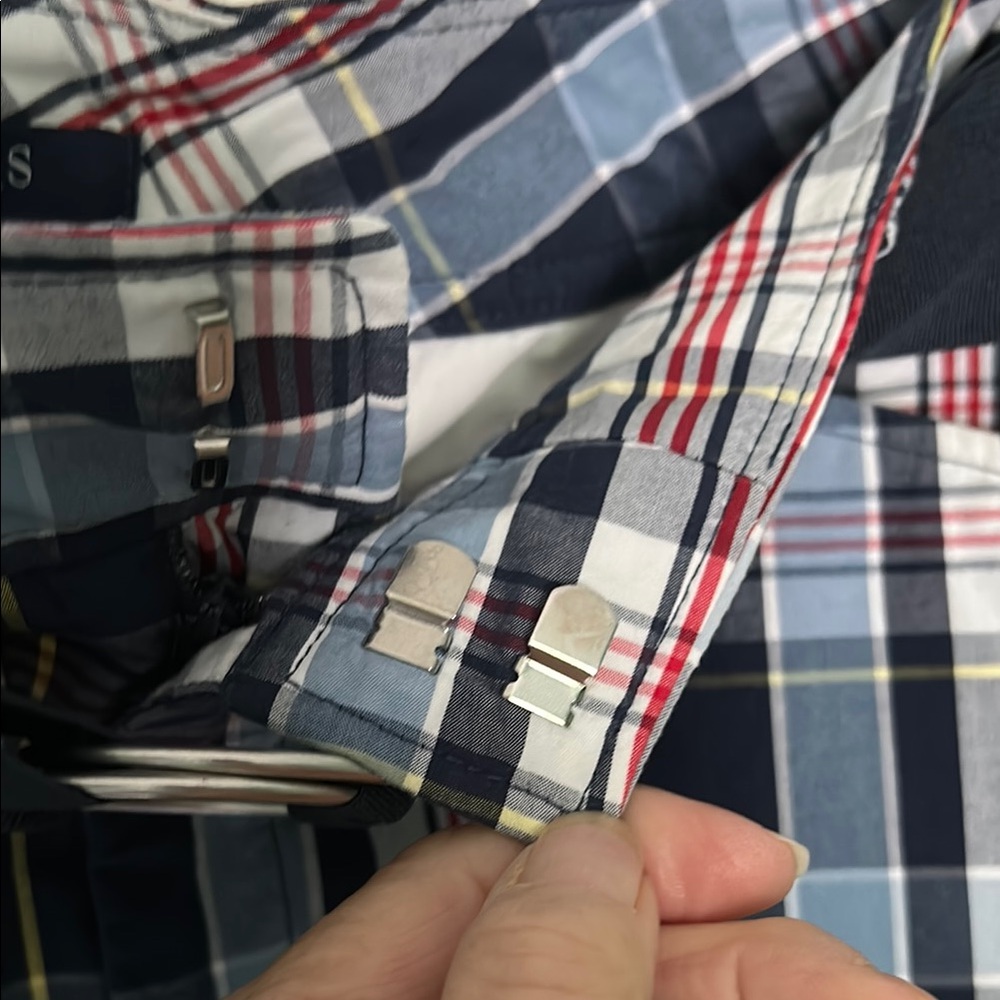 Chaps Size 12 Blue and White Plaid Pencil Skirt with Belt - Picture 8 of 10